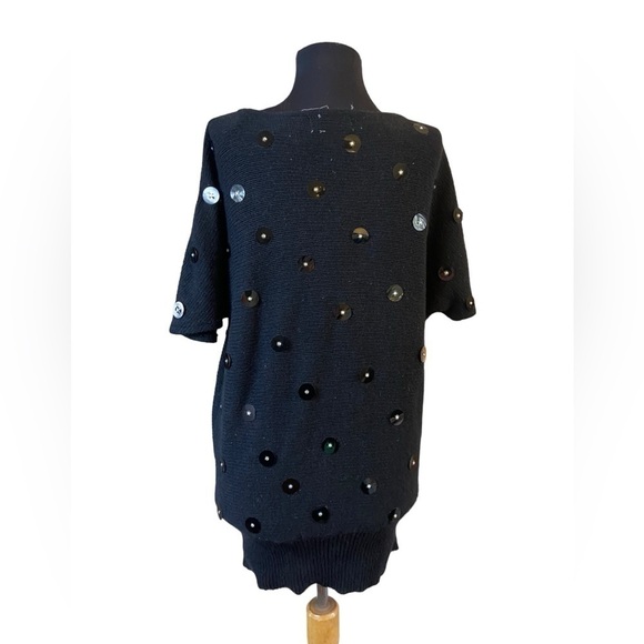 Vintage Bonnie Boerer & Company Black Short Sleeve Embellished Sweater - Picture 6 of 16